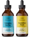 HERBAMAMA Taimne vedelik tilgad Kit - Bundle of Stinginging Nettle & Dandelion Juur Tinktuur 4 fl oz - Vegan, GMO-vaba, suhkur ja alkoholivaba - 2 Pack