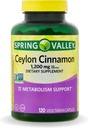 Spring Valley Cinnamon Kapslid 1200 mg Kapslid, Ainevahetus * 120 Arv | Mitte- GMO & Gluteenivabad tabletid (1. pakend)