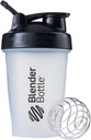 BlenderBottle Classic Shaker Bottle Ideaalne valgu raputamiseks ja enne treeningut, 20-kordne, selge / must