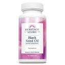 HERITAGE STORE Black Seed Oil Vedelkapslid 650mg, Nigella Sativa õlilisandi koos tümokinooniga, Omega 3 6 9, antioksüdant, kolesterool, seedetrakti, liigese ja immuunsüsteemi tugi *, Vegan, 45 Serv, 90ct