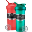 BlenderBottle Classic V2 Shaker Bottle Ideaalne valgu raputamiseks ja enne treeningut, 28-kordne (2 Pack), punane, roheline
