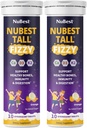 NuBest Pikk Fizzy | Luu tugevus, immuunsus, seedetrakti tervis 4-aastastele lastele ja teismelistele | Probiootikum, kaltsium, magneesium punastest merevetikatest, vitamiinid | 20 oranži kihisevat tabletti | Pack 2