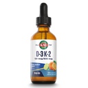 KAL D3 K2 DropIns 125 mcg / 500 mcg Vedel Vitamiin D3 K2 tilgad, luude tervis, südame tervis ja immuunsuse tugilisa, looduslik tsitruseline maitse, 60-päevane raha tagasi garantii, ligikaudu 59 Serv, 2 FL OZ
