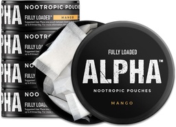 Täielikult laaditud alfa-nootroopsed kotid (Mango) - 5 purki - 15 kotti purgi kohta -efektiivne nootroopne kohaletoimetamine, Nic Pouch asendamine - kiirem imendumine, Alpha GPC, L-türosiin, GABA