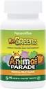 NaturesPlus Animal Parade KidGreenz, Troopiline puuviljamaitse - 90 loomakujulist närimistabletti - pakendis 2 - brokoli ja spinatiga - taimetoitlane, gluteenivaba - 180 kogu serveerimine