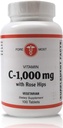 Holistiline C-vitamiin koos Rose HIPS 1000 mg tablettidega, C-vitamiini tablett immuunsuse suurendamiseks, optimaalse vererõhu säilitamiseks ja tervislikumad põletikulised reaktsioonid, 100 tabletti