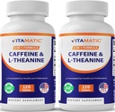 Vitamaatilised kofeiinipillid L-Theanine'iga - 300 mg tableti kohta - 120 taimset tabletti (pakk 2, kokku 240 tabletti)