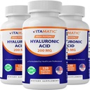 Vitamatic 3 Pack Hüaluroonhappe täiendused 200mg - toetab tervislikku sidekoe ja liigeseid - edendada nooruslikku tervislikku nahka - kokku 360 kapslit