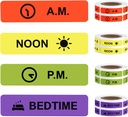 Ravimikleebised Ravimijuhis Püsiv paber Silt AM NOON PM Bedtime for Pill case Planner 0,4 * 1,6 tolli (500 per Roll 4 Pack)