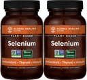 Global Healing Center Selenium 200mcg 2-Pack, puhta seleeni lisand orgaaniliste koostisosadega, kilpnäärme antioksüdandid ja immuuntervis meestele ja naistele - rohkem kui Selenium 100 mcg (60 kapslit)