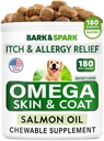 Omega 3 koertele ja kassidele - 180 kalaõli ravimit koerte langemiseks, nahaallergia, sügelus, leevendus, kuumad kohad ravi - liigeste tervis - naha ja karva lisand - EPA & DHA rasvhapped - lõheõli - peekon