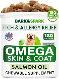 Omega 3 koertele ja kassidele - 180 kalaõli ravimit koerte langemiseks, nahaallergia, sügelus, leevendus, kuumad kohad ravi - liigeste tervis - naha ja karva lisand - EPA & DHA rasvhapped - lõheõli - peekon