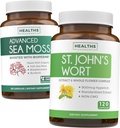 Sea Moss & St. John's Wort (2-kuuline pakkumine) Mood Moss Blend - Orgaaniline Iiri Sea Moss - Toores Vegan Supplement (120 kapslit) & Naistepuna võimas 900mcg Hüperitsiin Vegan Non-GMO (120 kapslit)
