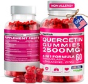 Quercetin Gummies - 2500MG Quercetin Bromelain L-theanine & Tsink - Puhta täiendus immuunsüsteemi kopsude ja allergia tugi - Immunity Booster Vegan Supplements lastele ja täiskasvanutele - valmistatud USA-s