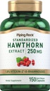 Piping Rock Hawthorn Berry kapslid | 250mg | 150 pillid | Herb Extract Supplement | Non-GMO, Gluteenivaba