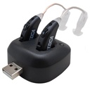 Digitaalsed kuulmisvõimendid - laetav Premium BTE personaalne helivõimendi paar USB-dokiga, kõrva kuulmise parandamise seadmete taga, millel on pikaajaline aku eluiga, must