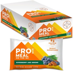 PROBAR - SÖÖDABaar, Superberry & Greens, Non-GMO, Gluteenivaba, Tervislik, Taimepõhine, Täistoidu koostisosad, Natural Energy (12 Count)