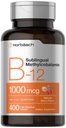 Horbaach Vitamiin B12 1000 mcg Sublingvaalne | 400 kiiret lahustuvat tabletti | Metüülkobalamiini lisand naistele ja meestele | Berry Flavor | Vegan, mitte-GMO ja gluteenivaba