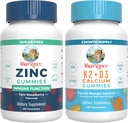 MaryRuth Organics Tsink (Tart Vaarika) & Vitamiin K2+D3 Kaltsiumkummid (Peach Mango & Apricot) | Clean Label Project Verified® | Vitamiinid immuunsuse ja liigeste ja luude tervise jaoks | Vegan, Non-GMO