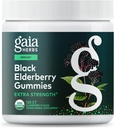 Gaia maitsetaimed Black Elderberry (Sambucus nigra) Extra Tugevus Gummies - Maitsev Immune Support Supplement * - Made with Certified Organic Black Elderberries for Immune System Support * - 120 Gummies