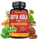 Orgaaniline Gotu Kola ekstrakt kapslid Reishi, Cordyceps, Rosemary, Gingko Biloba & Valerian Juur - 90 loeb 3 kuud - toetab aju, immuunsust, naha ja südame tervist