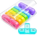 AUVON Weekly Pill Organizer 3 korda päevas, suur 7-päevane pillide karp 3 korda päevas eraldi konteineriga, kaasaskantav pillide juhtum ravimite, vitamiinide, kalaõli ja toidulisandite jaoks