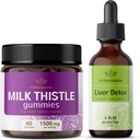 HERBAMAMA Piimaohaka ja Maksa tugikompleksi komplekt - piimaohaka kummide ja maks Detox Vedelikkompleks 4 fl oz - Vegan, GMO-vaba, alkoholivaba - 2 Pack