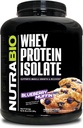 NutraBio 100% vadakuvalk isolaatvalgu pulber - 25 g valku koos täieliku aminohappe profiiliga, mitte-GMO, soja ja gluteenivaba, madala süsivesikusisaldusega ja madala kalorsusega vadakuvalgu pulber - mustika muffin - 5 lbs.