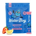 Waterboy Weekend Recovery | 3200mg elektrolüütide pulbri pakendid | Ingver + L-Theanine + vitamiinid | Ilma suhkruta, kõik looduslikud, gluteenivabad | 24 joogipulgasegud (Maasikase limonaad)