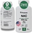 PRISTINE N-atsetüül L-tsüsteiin (NAC) 600MG 30-päevane tarnepotentsiaal Kopsu ja maksa immuunsus Antioksüdantide toidulisandi kapslid - meeleolu ja vaimse tervise tugi