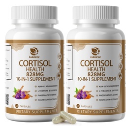 10-IN-1 kortisooli lisandid magneesiumi, ashwagandha, kummeli, L-Theanine, fosfatidüülseriin, naistepuna, astragalus, vitamiin C & D3, naiste meestele, 240 vegankapslit 4 kuu jooksul, mitte-GMO
