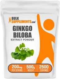BulkSupplements.com Ginkgo Biloba Extract Pulber - alates Ginkgo Biloba Leaf, Antioksüdant Allikas, Taimne täiendus - Gluteenivaba, 200mg per Serving, 500g (1,1 naela) (pakk 1)