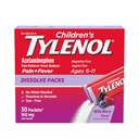 Laste Tylenol Lahustage pakendid valu leevendamiseks , palaviku ravimid , 160 mg atsetaminofeeni , värvivaba , laste pulbri pakendid külma ja gripi sümptomite leevendamiseks ; Metsmarja maitse , 30 ct . ; 1 pakend