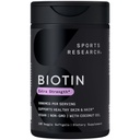 Sport Research® Biotin 5,000mcg koos orgaanilise kookosõli - Biotin (vitamiin B7) terve naha ja juuste toetamine * - naistele ja meestele - Vegan, GMO, Gluteen ja sojavaba - 120 Veggie Softgels
