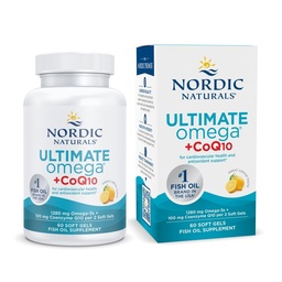 Nordic Naturals Ultimate Omega + CoQ10, sidrun - 60 pehmet geeli - 1280 mg Omega-3 + 100 mg CoQ10 - südame tervis, rakuenergia, antioksüdantide tugi - mitte-GMO - 30 serveerimist