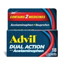 Advil Dual Action kaetud kapslid atsetaminofeeni, 125mg ibuprofeeni ja 250mg atsetaminofeeni kapsli kohta 8 tundi valu leevendamiseks - 18 krahv