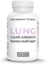 SHIZAM Lung Cleanse Detox Support Supplement hingamisteede tervise ja suitsetajad. Butterbur Stinging Nettle Juur Bromelain Quercetin Cordyceps Feverfew Männikoore ekstrakti tabletid