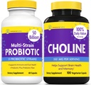 InnovixLabs Koliin & Multiprobiootiline Bundle Koliin Bitartraat 550 mg (100 kapslit) Multitüve probiootikumid (60 kapslit). Toetab mälu, meeleolu, aju tervist ja suurendab kognitiivset.