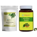 HERBAL HILLS Neem Leaf Pulber ja Moringa Tabletid Shigru 2 Combo pakend