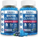 (2 Pack) Biotin Gummies 10 000 mcg tervetele juustele, nahale ja küüntele täiskasvanutele - 120 Gummies Vitamiin - vegan, mitte-GMO, pektiinipõhine juuste tervise täiendus