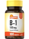 Sundance Vitamiin B-1 | 100 mg | 100 tabletti | Essential Vitamin Supplement | Taimetoitlane, mitte-GMO ja gluteenivaba valem