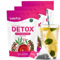 LULUTOX Detox Tee - Taimne segu Dandelion, ženšenn ja ingver - toetab tervislikku kaalu, seedetrakti tervist - Vegan, kõik looduslikud, lahtistid-vabad - virsikumaitse (3 Pack x 28 Servings)