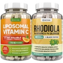 DACHA Premium Immune & Focus Enhancement Bundle - Liposomaalne C-vitamiin ja Rhodiola, Ultimate Mood, Immuunsus, Mind Health Support, Ultra Absorb Combo Potent Ascorbyl Palmitate & Bioperine