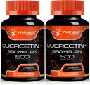 Quercetin koos Bromelain Supplement - 1500mg - Immuunsüsteemi tugi ja südame tervise kapslid meestele ja naistele, Quercetin toidulisandid aitab toetada liigeste ja tervete hingamisteede süsteemi - 120 loend (2 Pack)