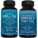 Antarktika krillõli ja kolmekordne oomega 3 kalaõli komplekt, 1250 mg krillõli ja 2200 mg kalaõli serveerimisel Omega 3 EPA ja DHA