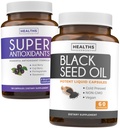 Antioksüdandid ja must seemneõli (1-kuuline pakkumine) Super Antioksüdandi täiendus Acai Berry, Goji Berry, granaatõuna ja trans-resveratrooliga (120 kapslit) ja musta seemne õli (mitte-GMO & Vegan) 60 kapslit