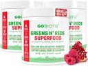 GOBIOTIX Super Greens and Reds Powder - Red and Green Superfood - Probiootiline täiendus - Seedeensüümid ja peedi juurepulber - Orgaaniline kogu toidu toidulisand (Pom Vaarika, 3 Pack)
