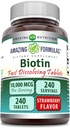 Hämmastav valem Biotiin 10 000 Mcg | Kiiresti lahustuvad tabletid | Mitte-GMO | Gluteenivaba toidulisand | valmistatud USAs (Maasikas | 240 Count)