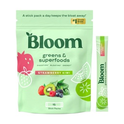 Bloom Toitumine Superfood Rohelised Pulber, seedeensüümid probiootikumide ja prebiootikumidega, soolestiku tervis, Bloating Relief naistele, Chlorella, Green Juice Mix w Beet Root Powder, 60 SVG, Maasika Kiwi