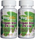 VegLife Vegan Raud 25 mg | Plus C-vitamiin, foolhape, B-12 ja VegiBlend Food Base | Taimne raualisand naistele ja meestele | 100 tabletti | Pakend 2